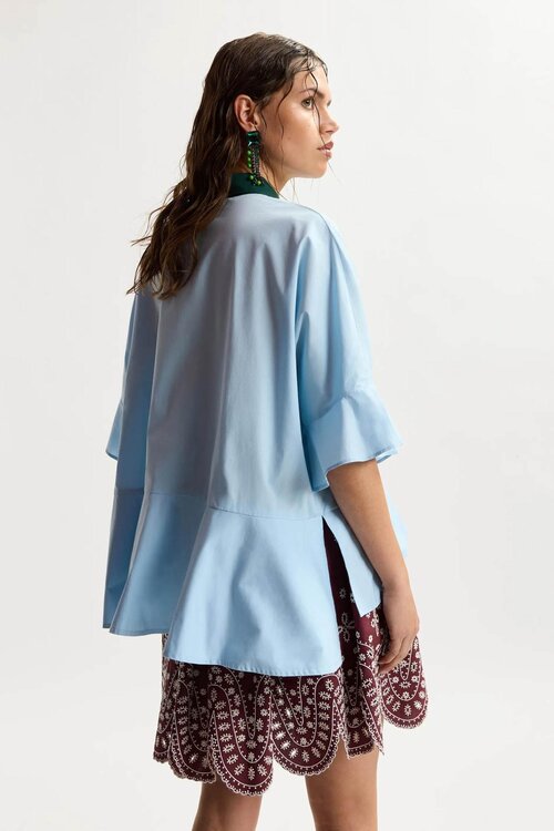 Essentiel Antwerp Bluse mit grünem Detail blau