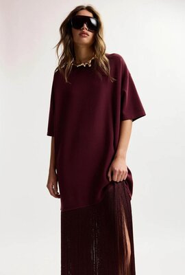 Essentiel Antwerp Minikleid mit Fransen bordeaux