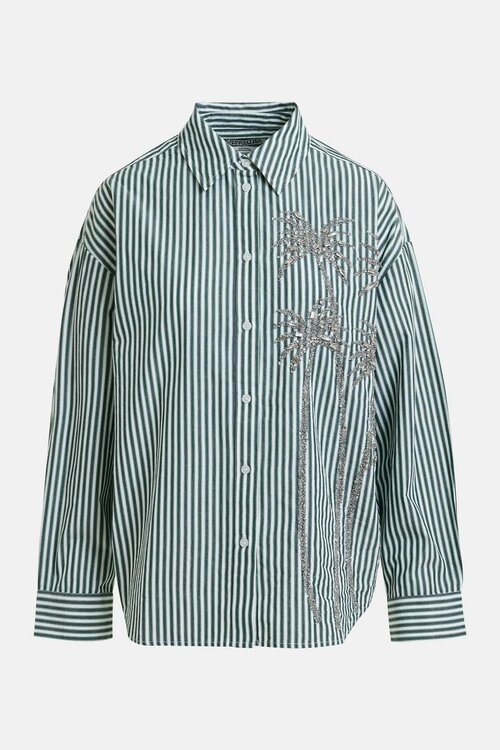 Essentiel Antwerp Gestreifte Bluse mit Pailletten in Grün