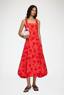 Ganni Bordeaux Midi Kleid