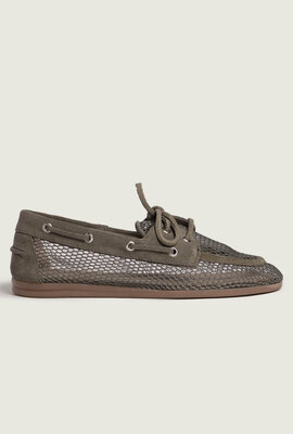 Posa Kaki Bootsschuh Loafer Mesh Wildleder