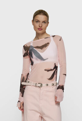 10Days Mesh-Langarmshirt Blumenpuder
