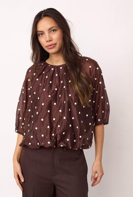 Co'couture Braune Dita-Punkt-Bluse