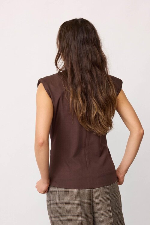 Co'couture Dunkelbraune Luna Faltenbluse
