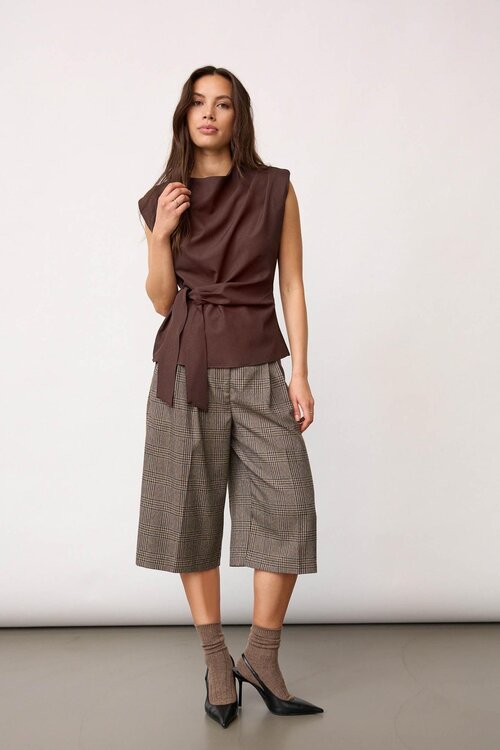 Co'couture Dunkelbraune Luna Faltenbluse