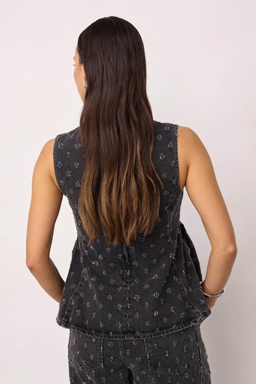 Co'couture Graues Darry Denim-Top