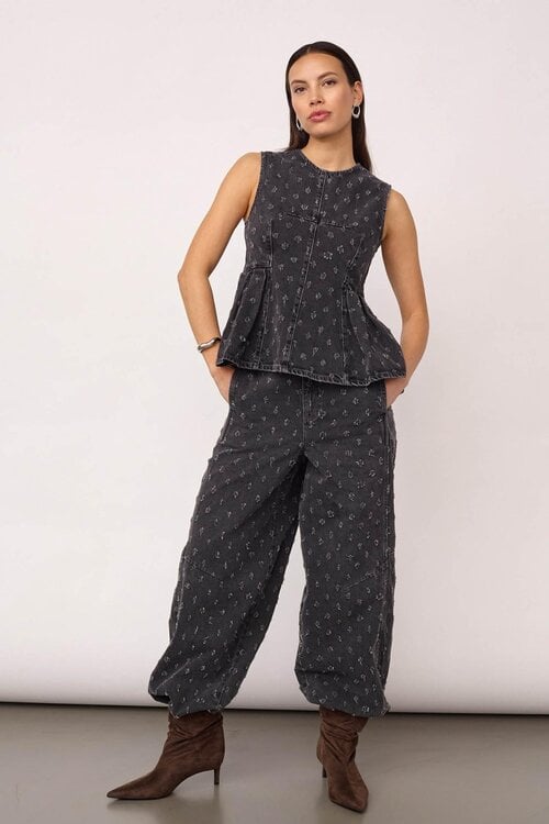 Co'couture Graues Darry Denim-Top