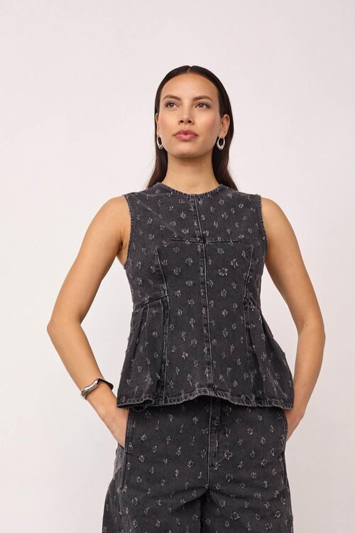 Co'couture Graues Darry Denim-Top