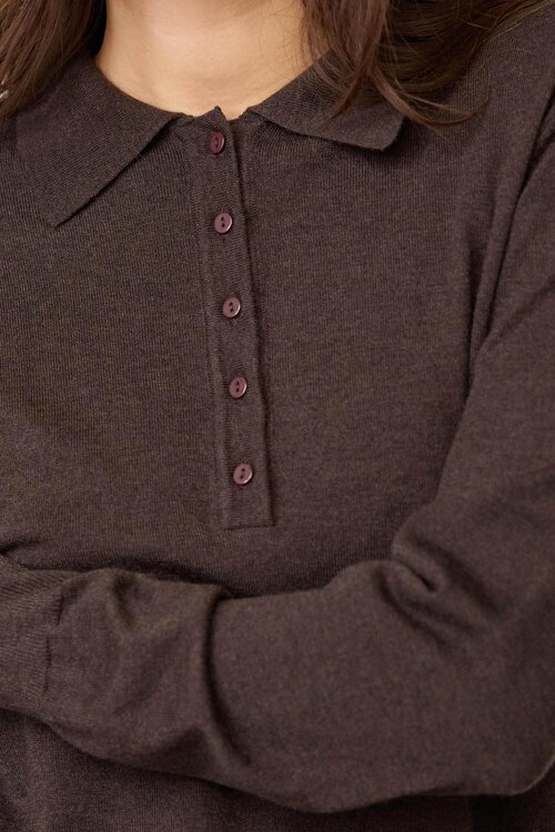 Co'couture Dunkelbrauner Cory Polo-Strick