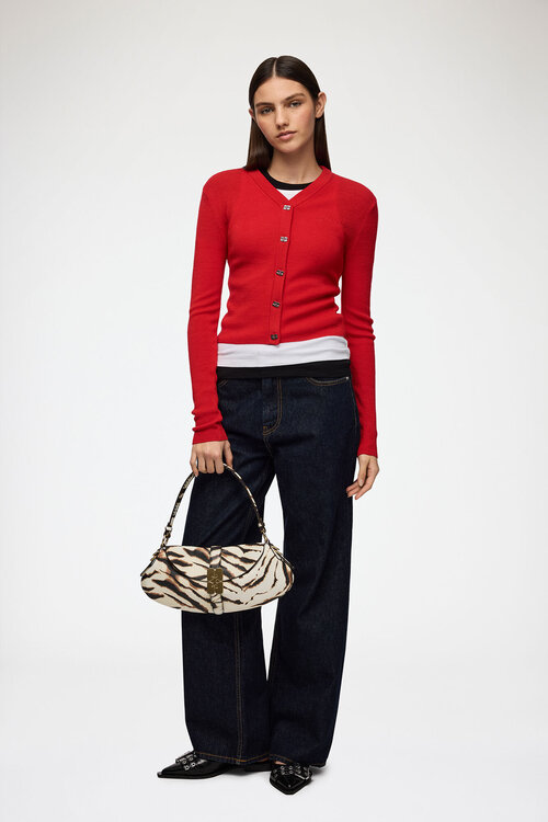 Ganni Rote Strickjacke