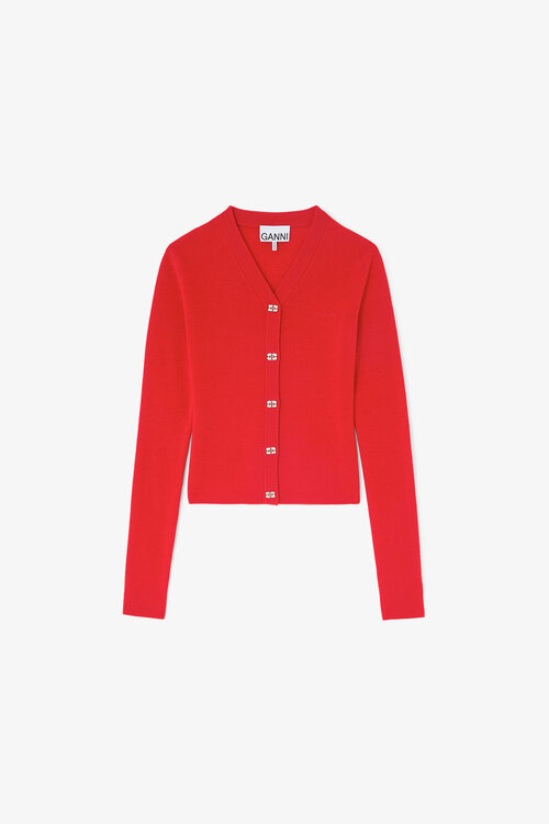 Ganni Rote Strickjacke