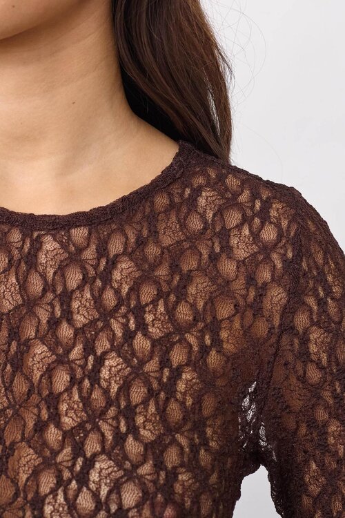 Co'couture Dunkelbraunes Barna Mesh-Top