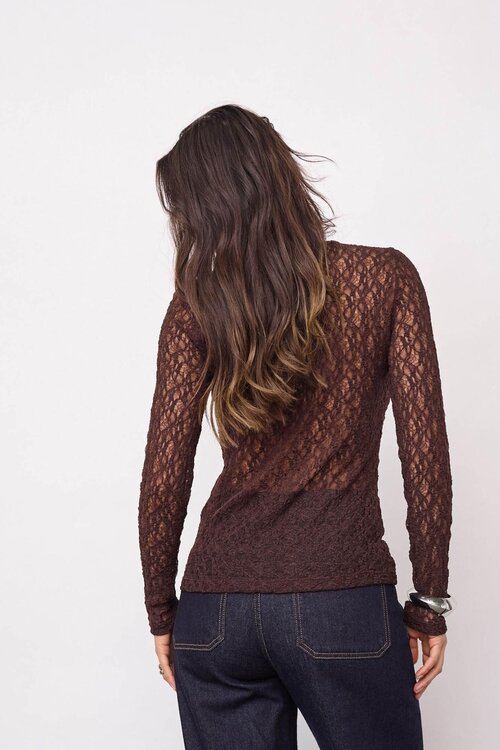 Co'couture Dunkelbraunes Barna Mesh-Top