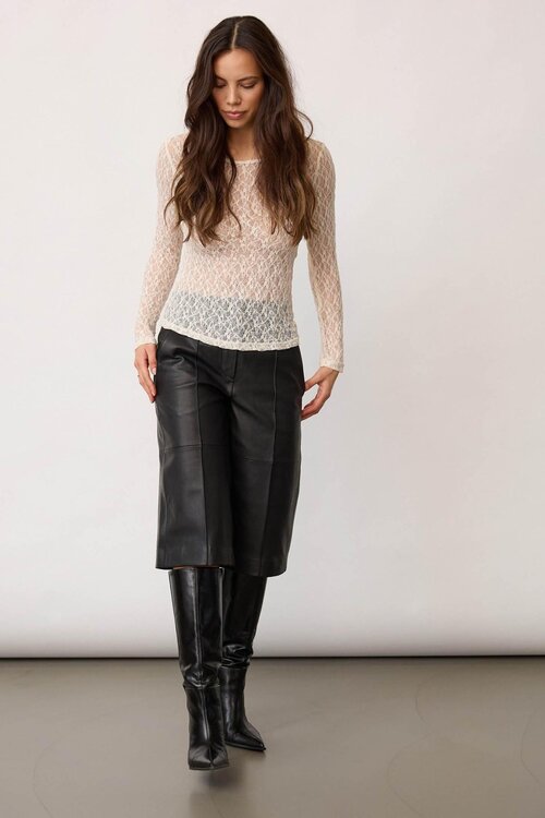 Co'couture Off White Barna Mesh Top