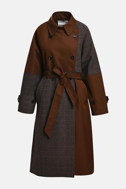 Essentiel Antwerp Trenchcoat Patchwork Braun
