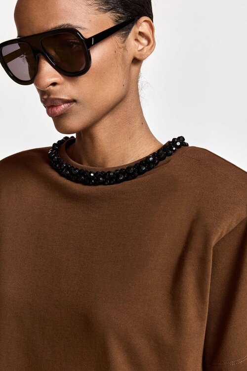 Essentiel Antwerp T-Shirt mit Schulterpolster Braun