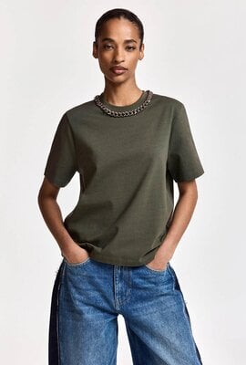 Essentiel Antwerp T-Shirt mit Kette Khaki