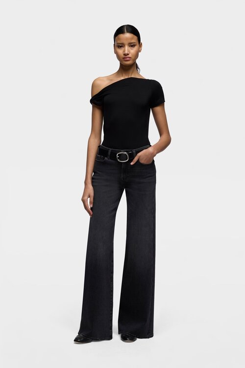7 For All Mankind Lotta Wide Leg Jeans Schwarz