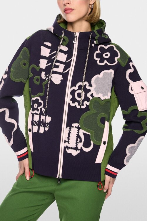 Marc Cain Weste mit Blumenmuster grün