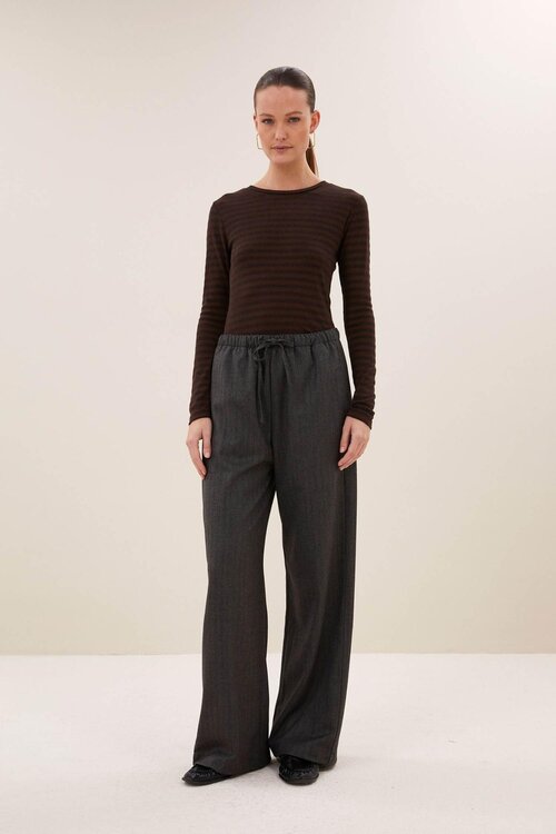 By Bar Basic Streifen T-Shirt Braun