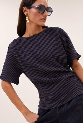 By Bar Lola Karo Bluse Navy