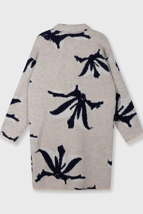 10Days Lange Strickjacke Blume Ecru
