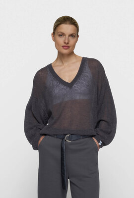 10Days dünner V-Ausschnitt Strickpullover blau