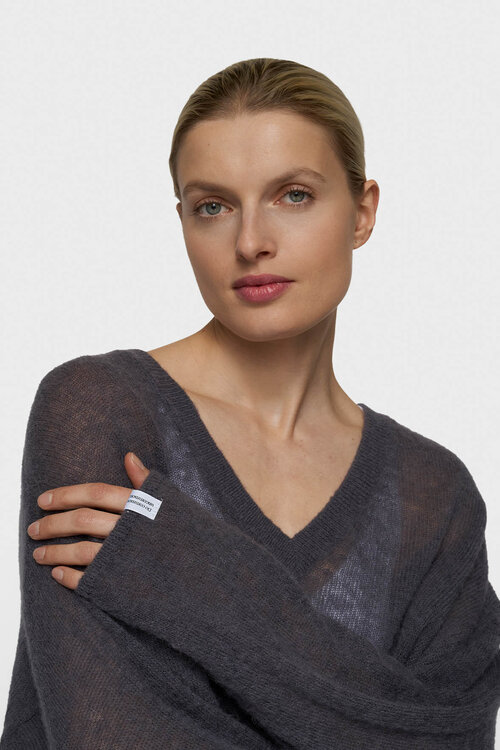 10Days dünner V-Ausschnitt Strickpullover blau