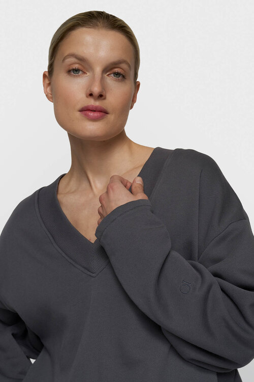 10Days V-Ausschnitt Ballonpullover blau