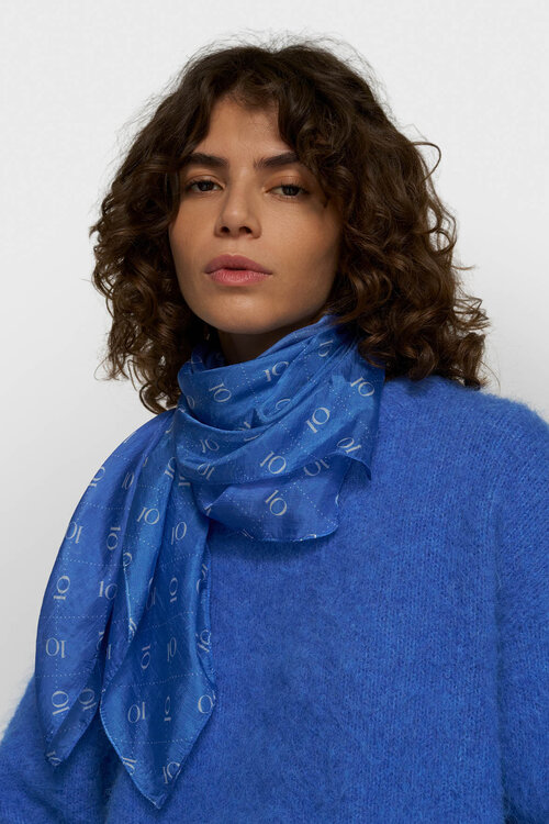 10Days Seidenschal Monogramm Blau