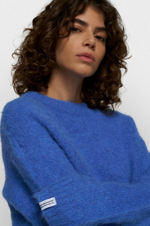 10Days haariger Strickpullover blau