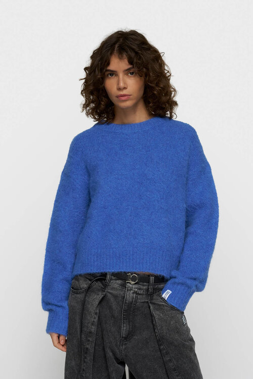 10Days haariger Strickpullover blau