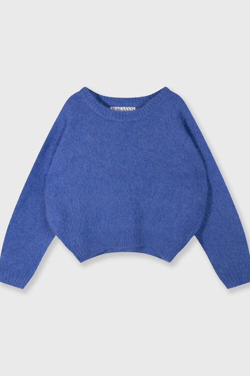 10Days haariger Strickpullover blau
