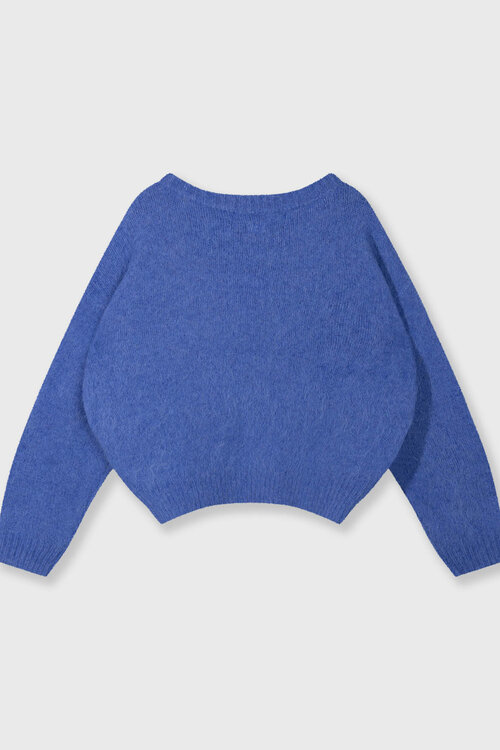 10Days haariger Strickpullover blau