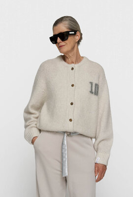 10Days haarige Strickjacke Lurex Ecru