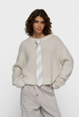 10Days haariger Strickpullover Lurex Ecru