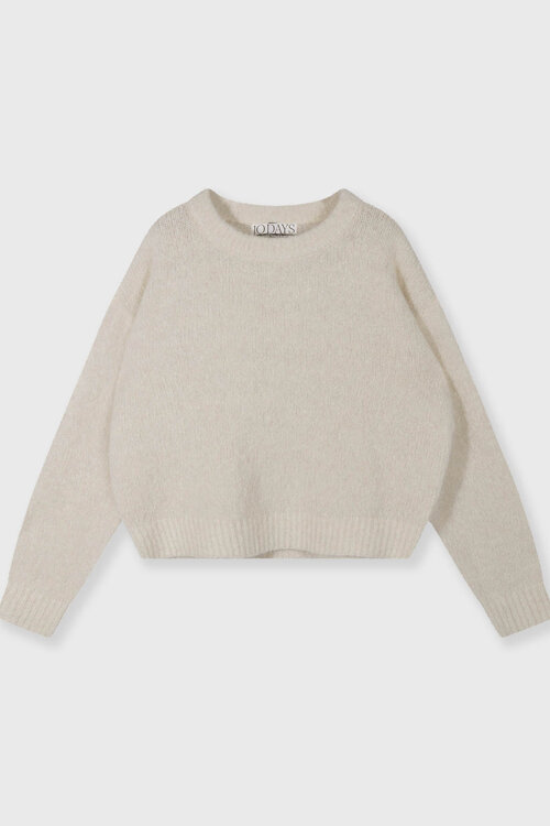 10Days haariger Strickpullover Lurex Ecru