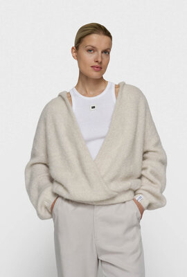 10Days Gestrickter Kapuzenpullover Lurex Ecru