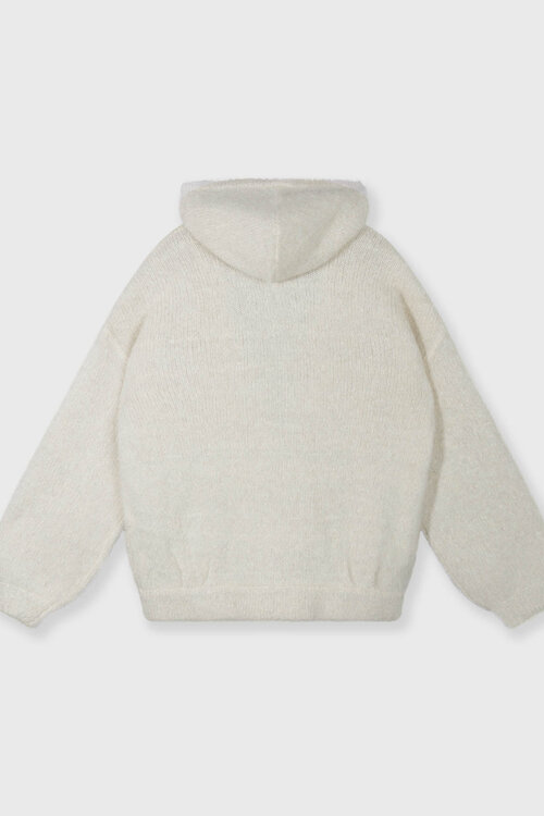 10Days Gestrickter Kapuzenpullover Lurex Ecru
