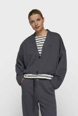 10Days cropped Cardigan Fleece Blau