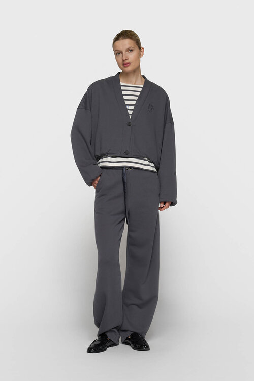 10Days cropped Cardigan Fleece Blau