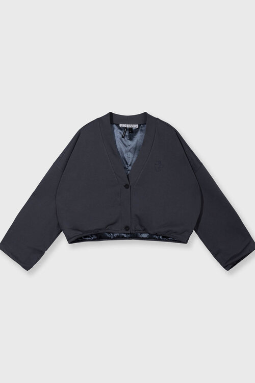 10Days cropped Cardigan Fleece Blau