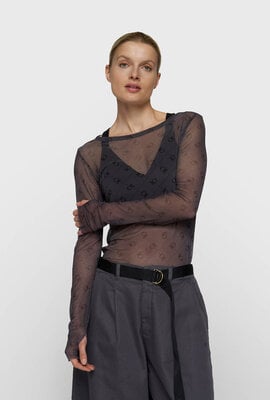 10Days Steel Blue Mesh Langarm-Monogramm