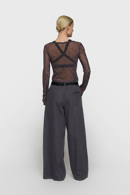 10Days Steel Blue Mesh Langarm-Monogramm