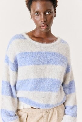 American Vintage Niby Pullover Grau Gestreift