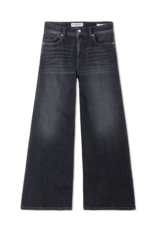 Cambio Dunkelgraue Palazzo Flair Jeans mit weitem Bein