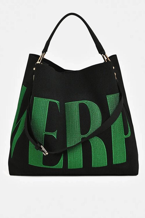 Essentiel Antwerp Shopper Tasche Schwarz/Grün