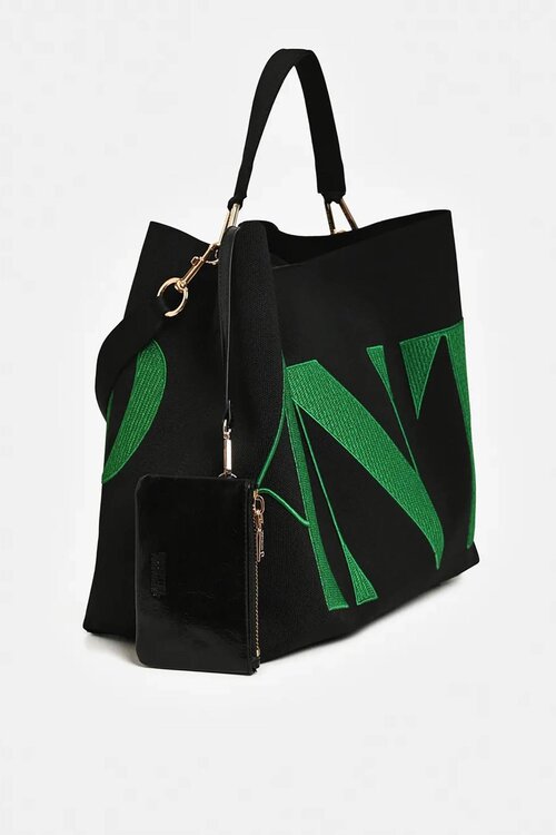 Essentiel Antwerp Shopper Tasche Schwarz/Grün