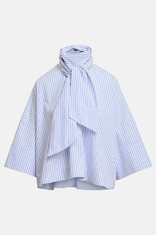 Essentiel Antwerp Bluse mit Schleifenkragen blau