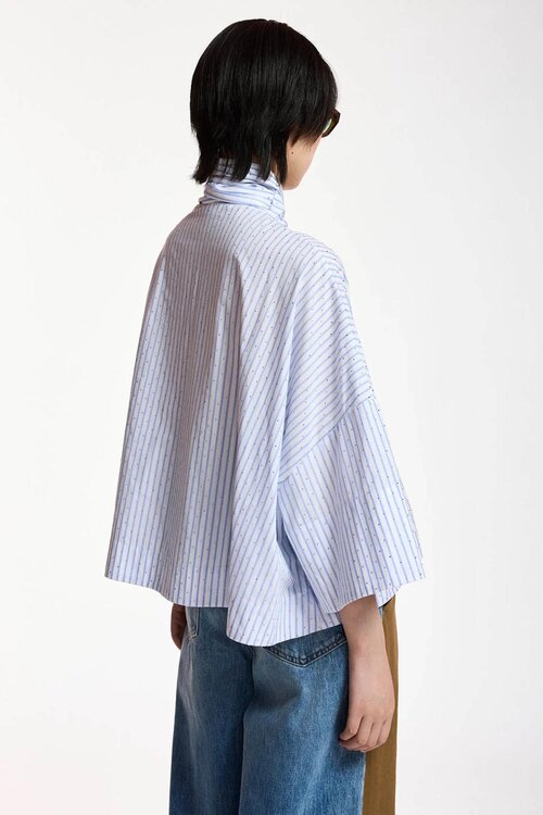 Essentiel Antwerp Bluse mit Schleifenkragen blau